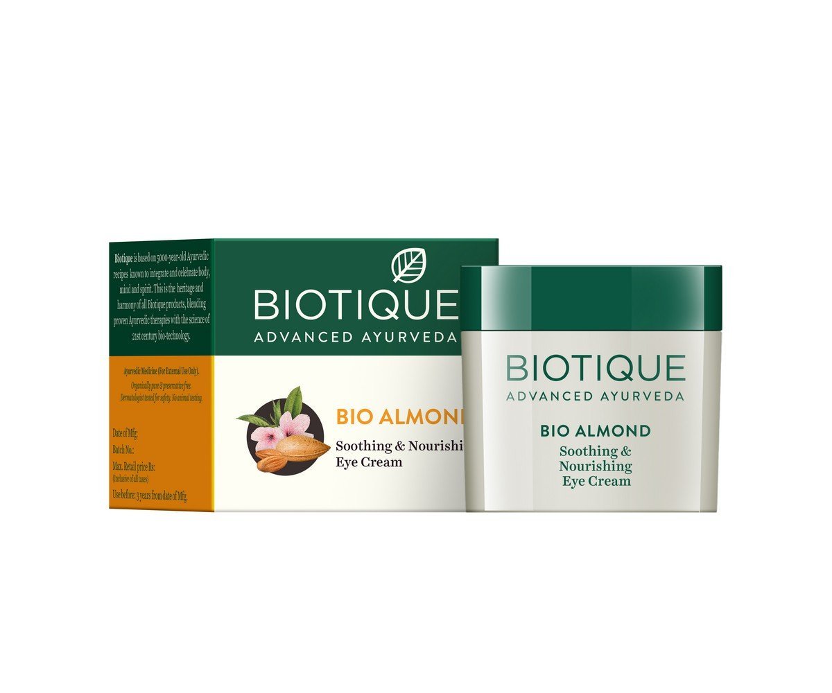 Питательный и успокаивающий крем для кожи вокруг глаз и век Biotique Bio Almond